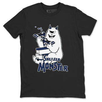1s Midnight Navy shirts to match jordans Sneaker Monster sneaker match tees Air Jordan 1 Midnight Navy match shoes to clothes SNRT Sneaker Tees unisex cotton Black 2 shirts