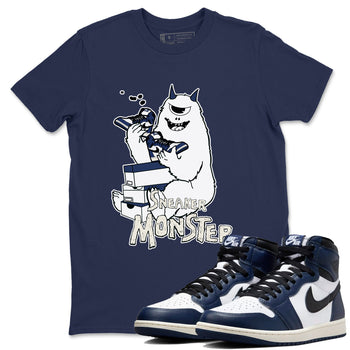 1s Midnight Navy shirts to match jordans Sneaker Monster sneaker match tees Air Jordan 1 Midnight Navy match shoes to clothes SNRT Sneaker Tees unisex cotton Navy 1 shirts