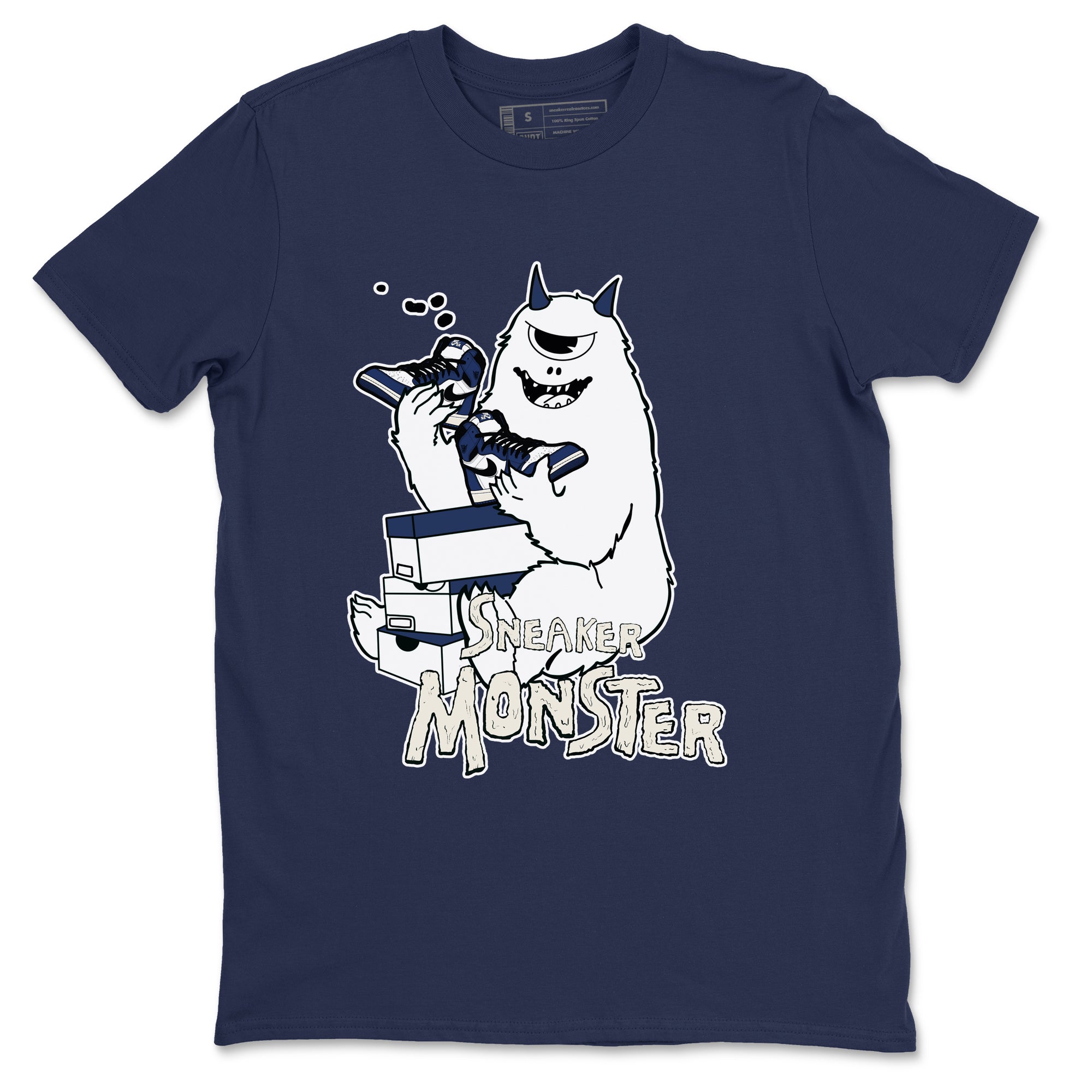 1s Midnight Navy shirts to match jordans Sneaker Monster sneaker match tees Air Jordan 1 Midnight Navy match shoes to clothes SNRT Sneaker Tees unisex cotton Navy 2 shirts