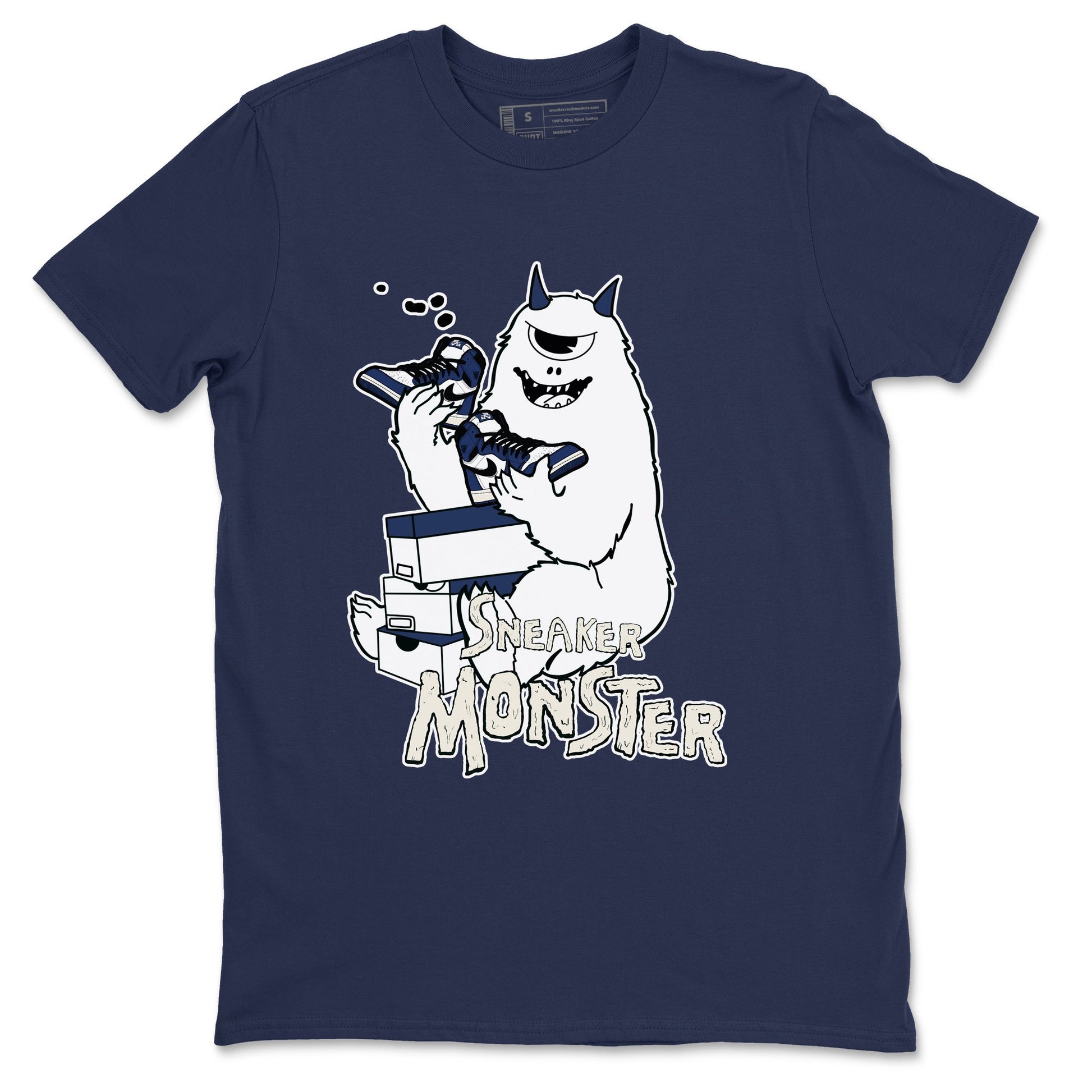 1s Midnight Navy shirts to match jordans Sneaker Monster sneaker match tees Air Jordan 1 Midnight Navy match shoes to clothes SNRT Sneaker Tees unisex cotton Navy 2 shirts