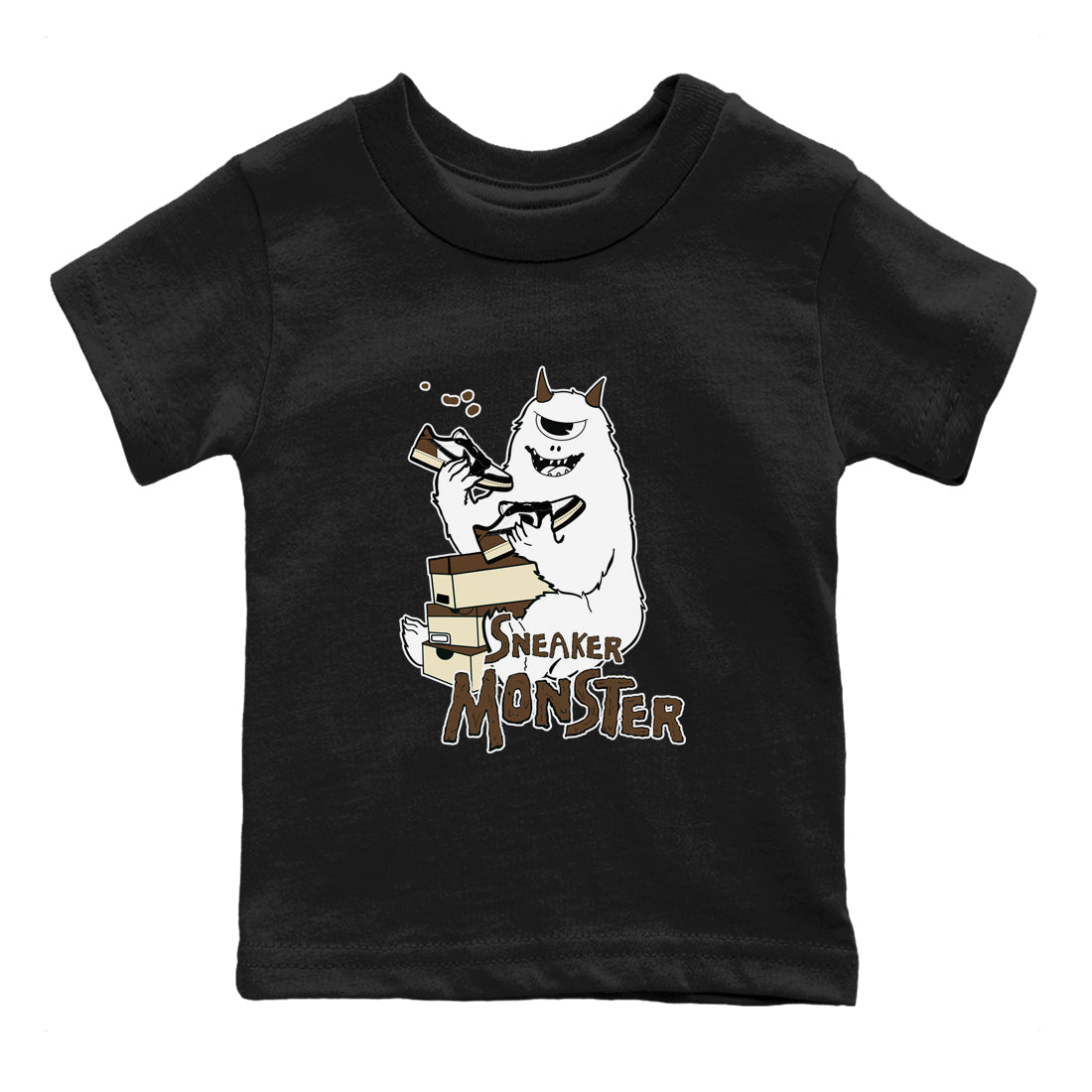 1s Mocha shirts to match jordans Sneaker Monster sneaker match tees Air Jordan 1 Mocha SNRT Sneaker Release Tees Youth Baby Black 2 crew neck shirts