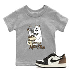 1s Mocha shirts to match jordans Sneaker Monster sneaker match tees Air Jordan 1 Mocha SNRT Sneaker Release Tees Youth Baby Heather Grey 1 crew neck shirts