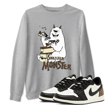 1s Mocha shirts to match jordans Sneaker Monster sneaker match tees Air Jordan 1 Mocha SNRT Sneaker Release Tees unisex cotton Heather Grey 1 crew neck shirts