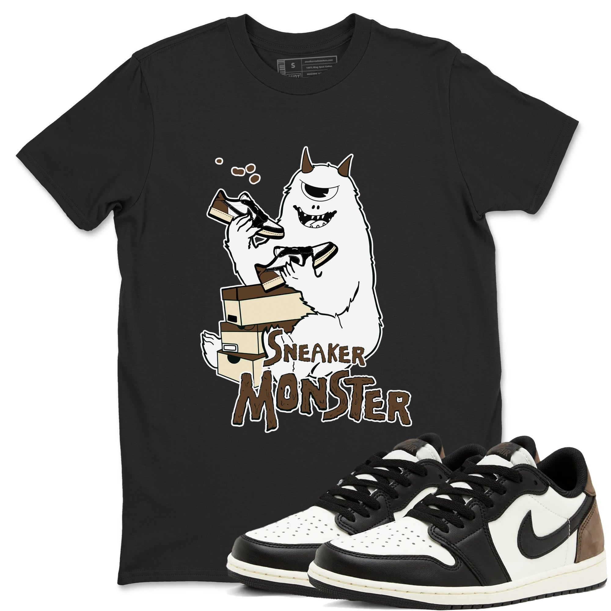 1s Mocha shirts to match jordans Sneaker Monster sneaker match tees Air Jordan 1 Mocha SNRT Sneaker Release Tees unisex cotton Black 1 crew neck shirts