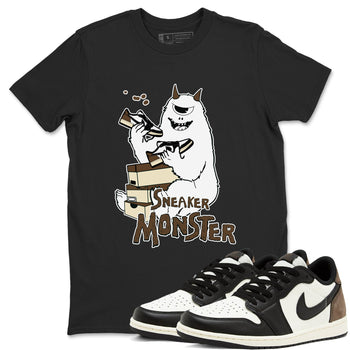 1s Mocha shirts to match jordans Sneaker Monster sneaker match tees Air Jordan 1 Mocha SNRT Sneaker Release Tees unisex cotton Black 1 crew neck shirts