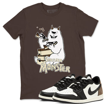 1s Mocha shirts to match jordans Sneaker Monster sneaker match tees Air Jordan 1 Mocha SNRT Sneaker Release Tees unisex cotton Dark Chocolate 1 crew neck shirts