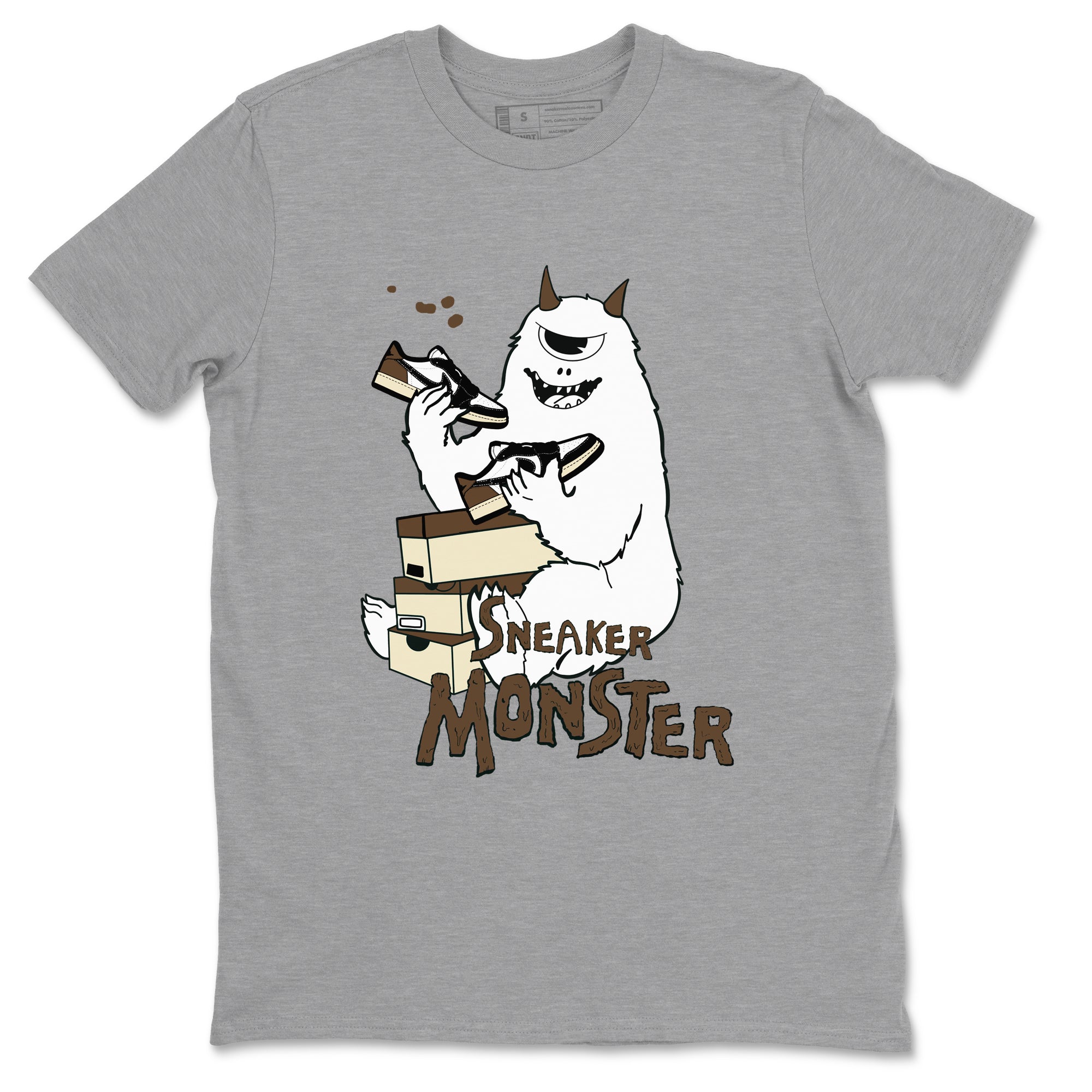 1s Mocha shirts to match jordans Sneaker Monster sneaker match tees Air Jordan 1 Mocha SNRT Sneaker Release Tees unisex cotton Heather Grey 2 crew neck shirts