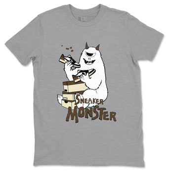 1s Mocha shirts to match jordans Sneaker Monster sneaker match tees Air Jordan 1 Mocha SNRT Sneaker Release Tees unisex cotton Heather Grey 2 crew neck shirts