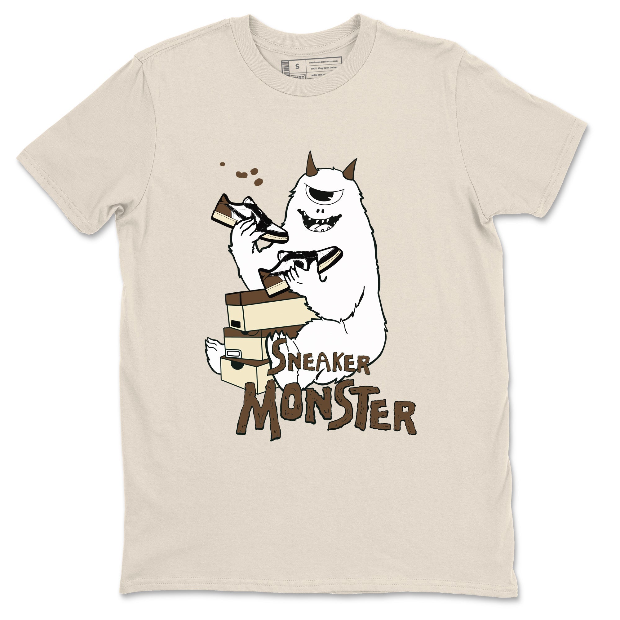 1s Mocha shirts to match jordans Sneaker Monster sneaker match tees Air Jordan 1 Mocha SNRT Sneaker Release Tees unisex cotton Natural 2 crew neck shirts