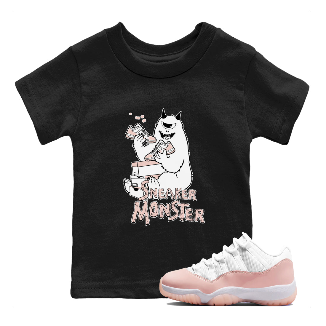 11s Legend Pink shirt to match jordans Sneaker Monster sneaker tees Air Jordan 11 Legend Pink SNRT sneaker release tees baby toddler Black 1 cotton Shirt
