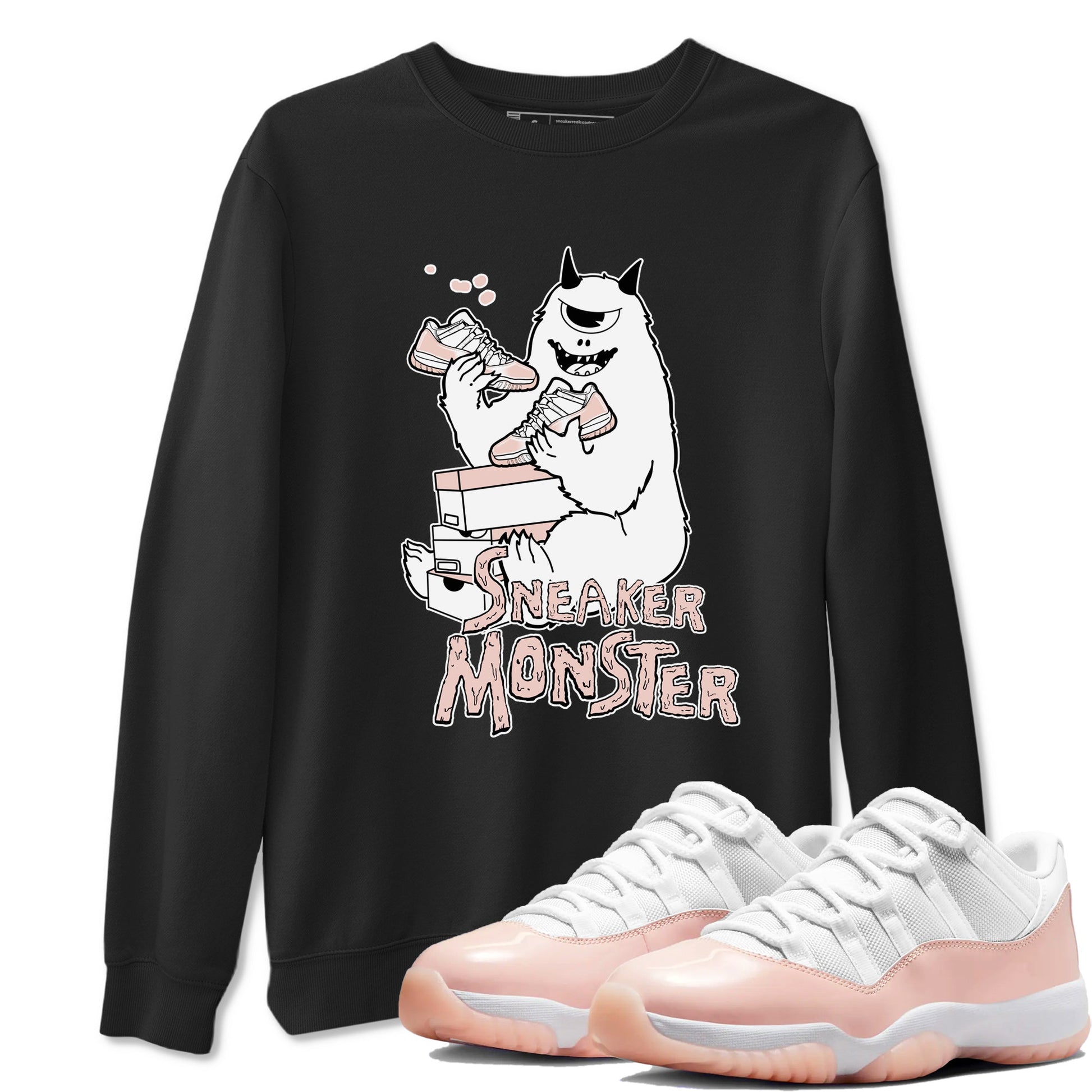 11s Legend Pink shirt to match jordans Sneaker Monster sneaker tees Air Jordan 11 Legend Pink SNRT Sneaker Release Tees unisex cotton Black 1 crew neck shirt