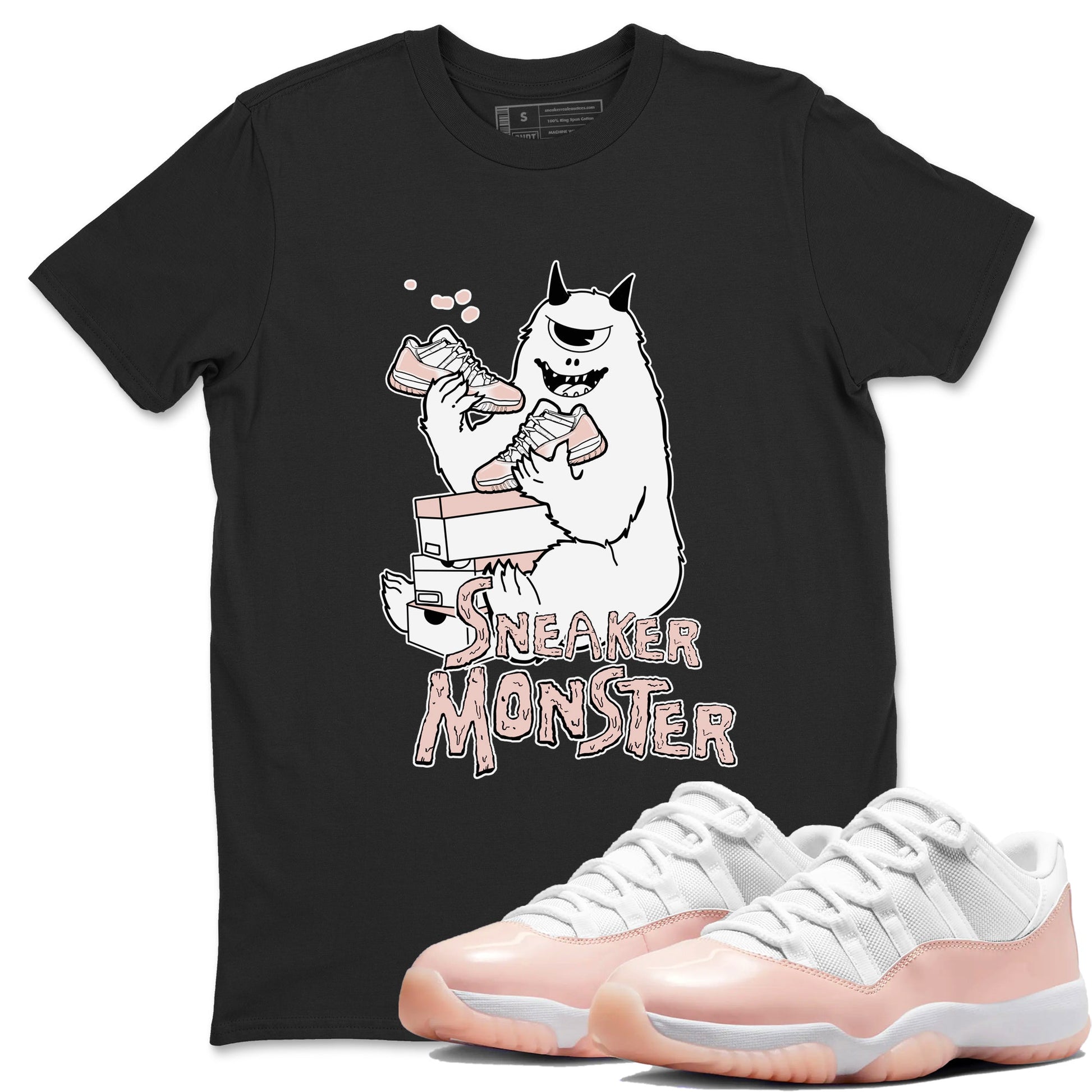11s Legend Pink shirt to match jordans Sneaker Monster sneaker tees Air Jordan 11 Legend Pink SNRT Sneaker Release Tees unisex cotton Black 1 crew neck shirt