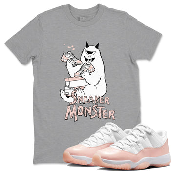 11s Legend Pink shirt to match jordans Sneaker Monster sneaker tees Air Jordan 11 Legend Pink SNRT Sneaker Release Tees unisex cotton Heather Grey 1 crew neck shirt