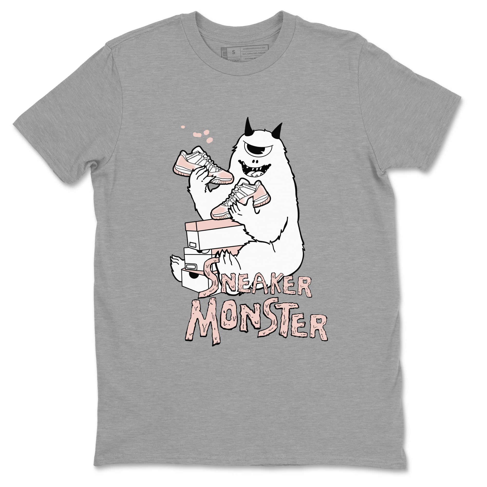 11s Legend Pink shirt to match jordans Sneaker Monster sneaker tees Air Jordan 11 Legend Pink SNRT Sneaker Release Tees unisex cotton Heather Grey 2 crew neck shirt