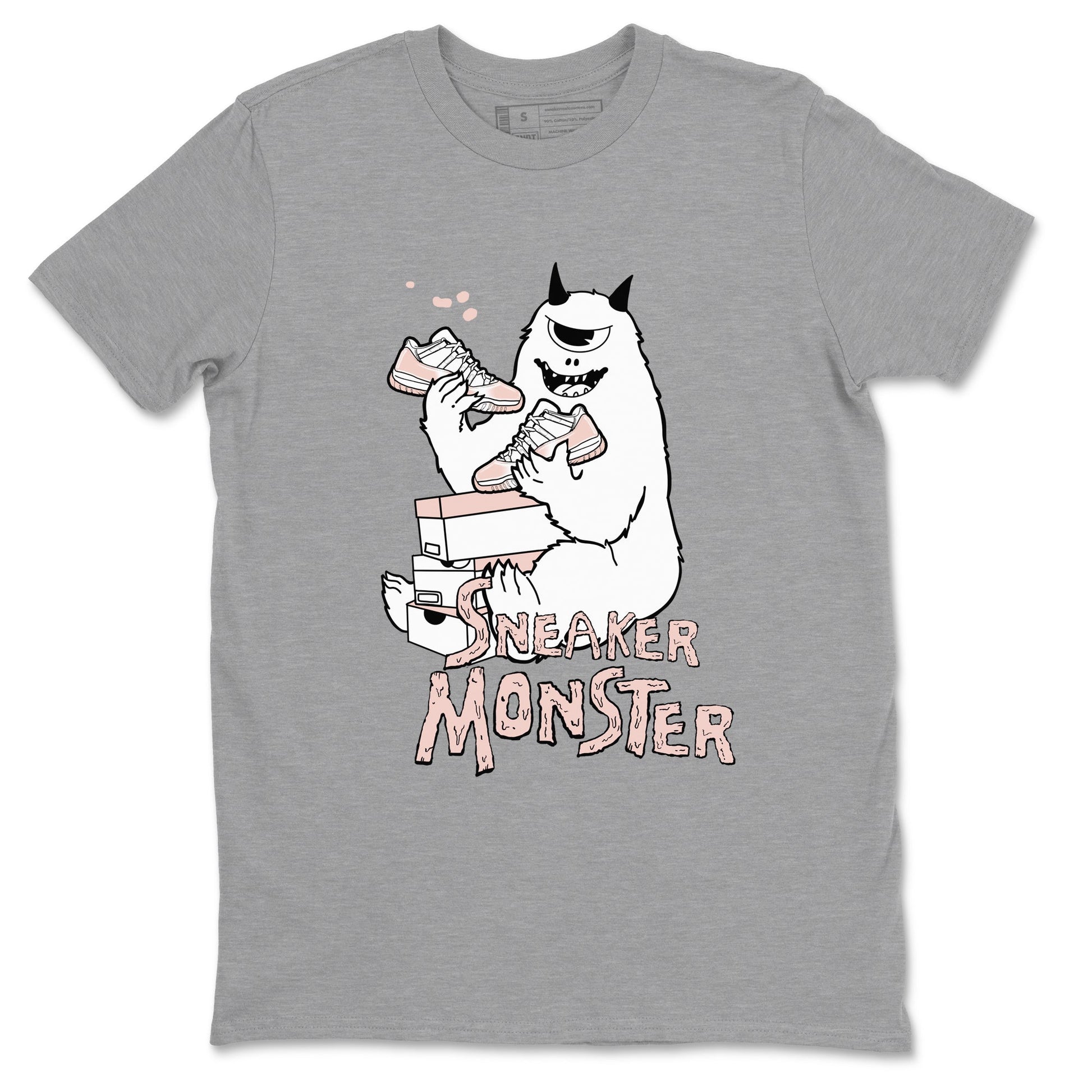 11s Legend Pink shirt to match jordans Sneaker Monster sneaker tees Air Jordan 11 Legend Pink SNRT Sneaker Release Tees unisex cotton Heather Grey 2 crew neck shirt