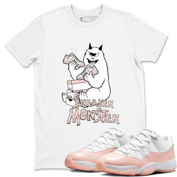 11s Legend Pink shirt to match jordans Sneaker Monster sneaker tees Air Jordan 11 Legend Pink SNRT Sneaker Release Tees unisex cotton White 1 crew neck shirt