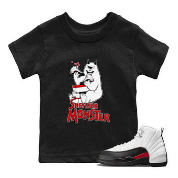 Air Jordan 12 Retro Taxi Flip shirts to match jordans Sneaker Monster sneaker match tees 12s Red Taxi SNRT sneaker release tees baby toddler Black 1 cotton Shirt