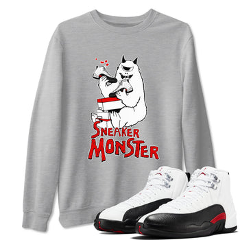 Air Jordan 12 Retro Taxi Flip shirts to match jordans Sneaker Monster sneaker match tees 12s Red Taxi SNRT sneaker release Tees unisex cotton Heather Grey 1 crew neck shirt