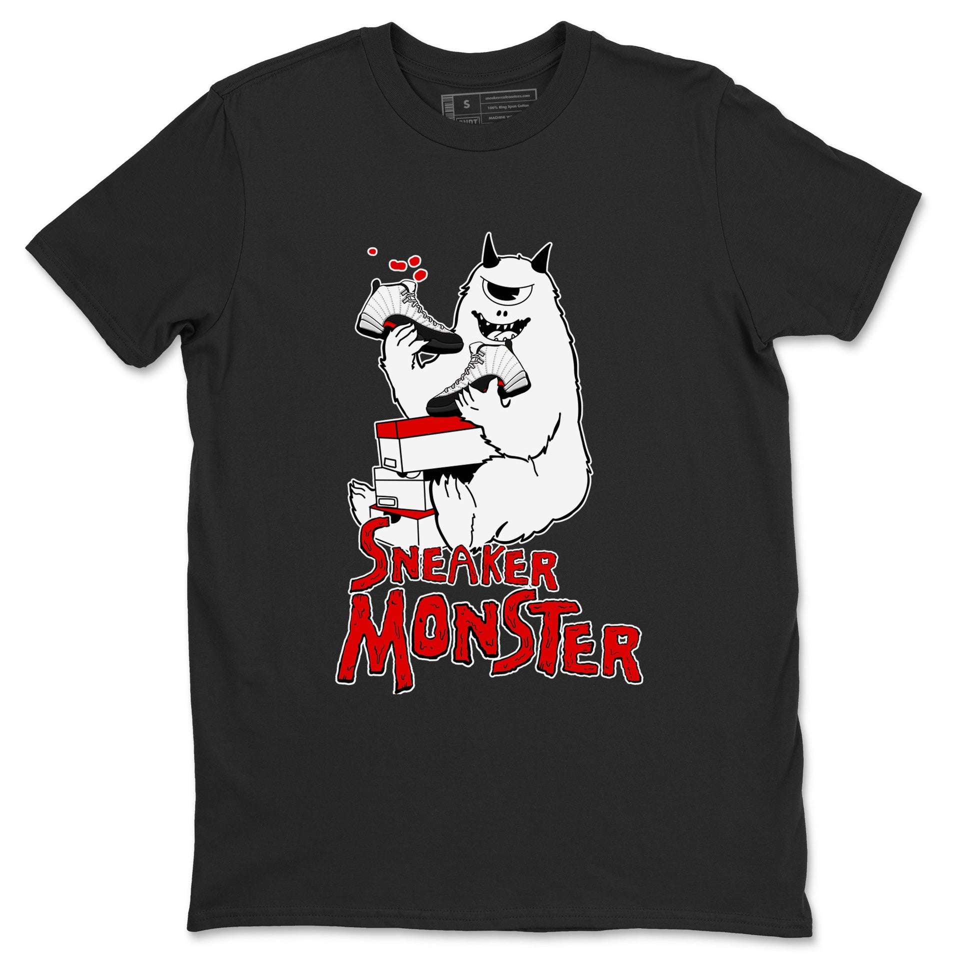 Air Jordan 12 Retro Taxi Flip shirts to match jordans Sneaker Monster sneaker match tees 12s Red Taxi SNRT sneaker release Tees unisex cotton Black 2 crew neck shirt