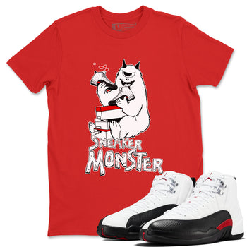 Air Jordan 12 Retro Taxi Flip shirts to match jordans Sneaker Monster sneaker match tees 12s Red Taxi SNRT sneaker release Tees unisex cotton Red 1 crew neck shirt