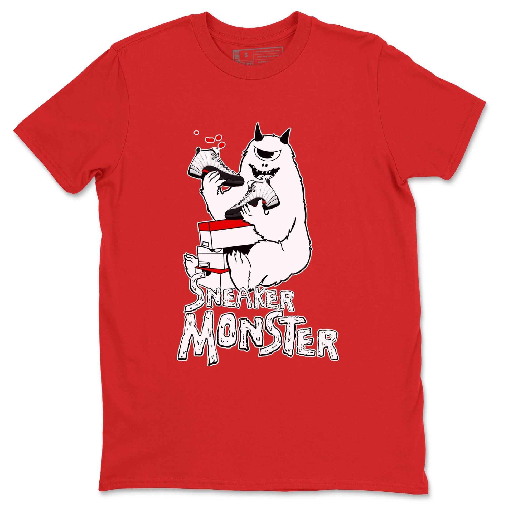 Air Jordan 12 Retro Taxi Flip shirts to match jordans Sneaker Monster sneaker match tees 12s Red Taxi SNRT sneaker release Tees unisex cotton Red 2 crew neck shirt