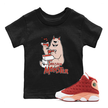 13s Dune Red shirts to match jordans Sneaker Monster sneaker match tees Air Jordan 13 Dune Red SNRT Sneaker Tees streetwear brand Baby and Youth Black 1 cotton tee