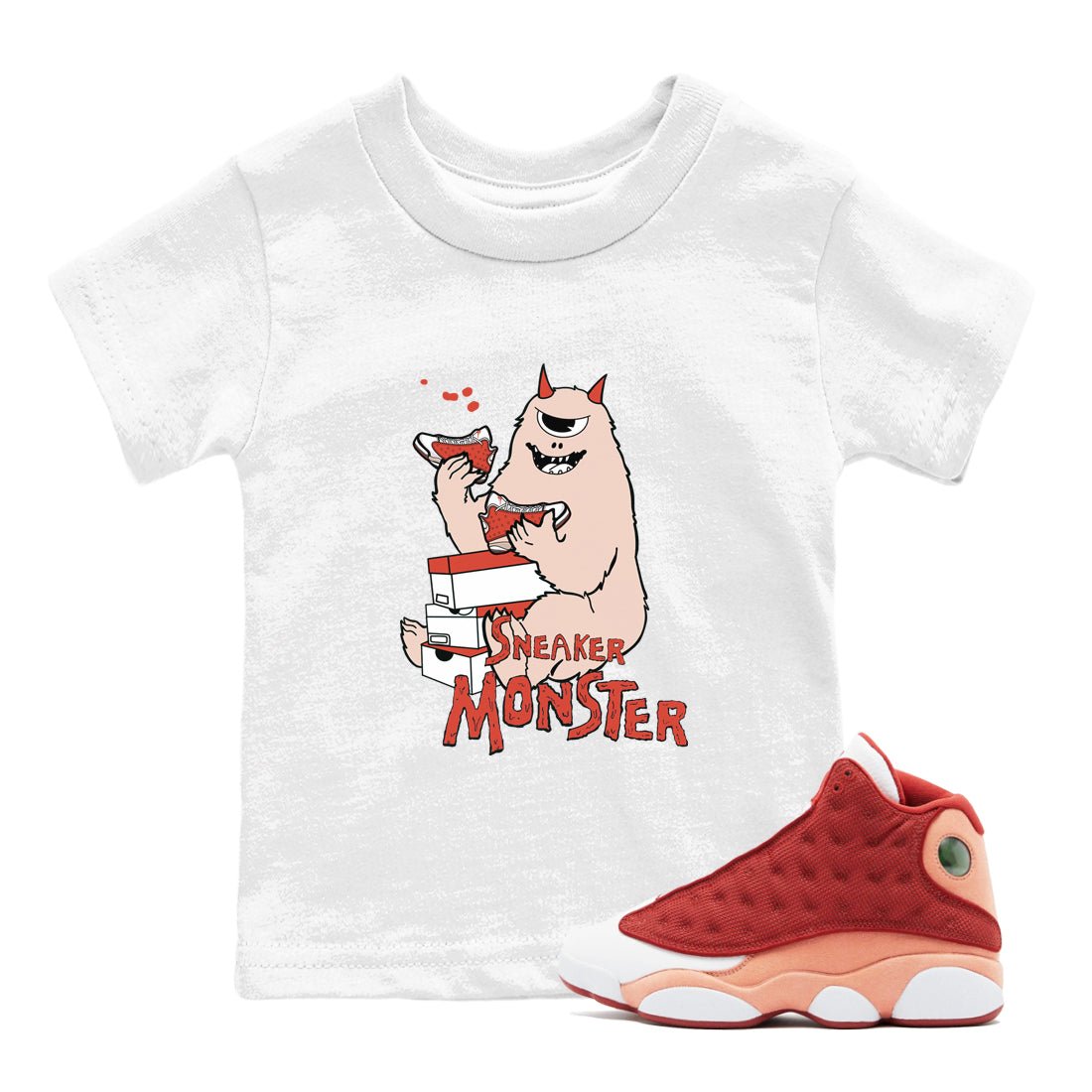 13s Dune Red shirts to match jordans Sneaker Monster sneaker match tees Air Jordan 13 Dune Red SNRT Sneaker Tees streetwear brand Baby and Youth White 1 cotton tee