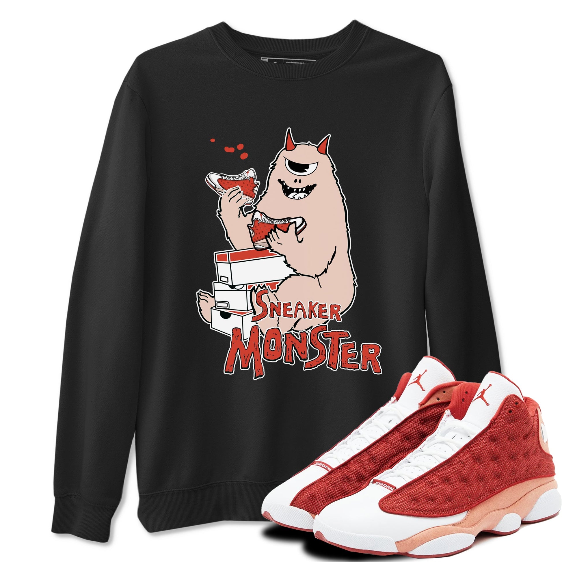 13s Dune Red shirts to match jordans Sneaker Monster sneaker match tees Air Jordan 13 Dune Red SNRT Sneaker Tees streetwear brand Black 1 unisex cotton tee