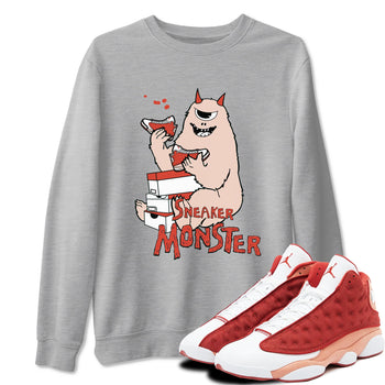 13s Dune Red shirts to match jordans Sneaker Monster sneaker match tees Air Jordan 13 Dune Red SNRT Sneaker Tees streetwear brand Heather Grey 1 unisex cotton tee
