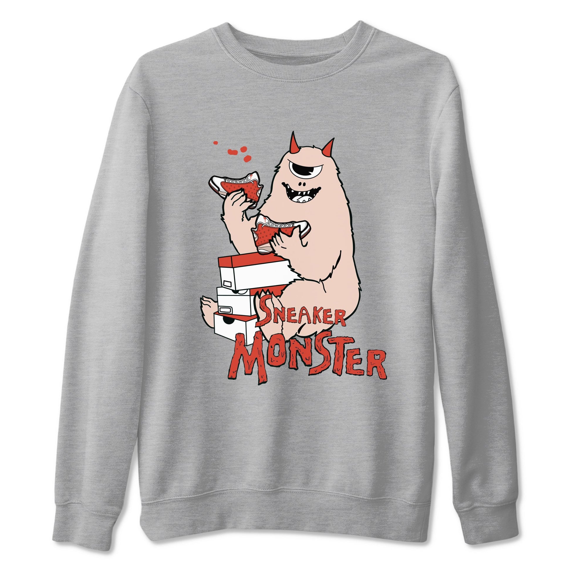 13s Dune Red shirts to match jordans Sneaker Monster sneaker match tees Air Jordan 13 Dune Red SNRT Sneaker Tees streetwear brand Heather Grey 2 unisex cotton tee