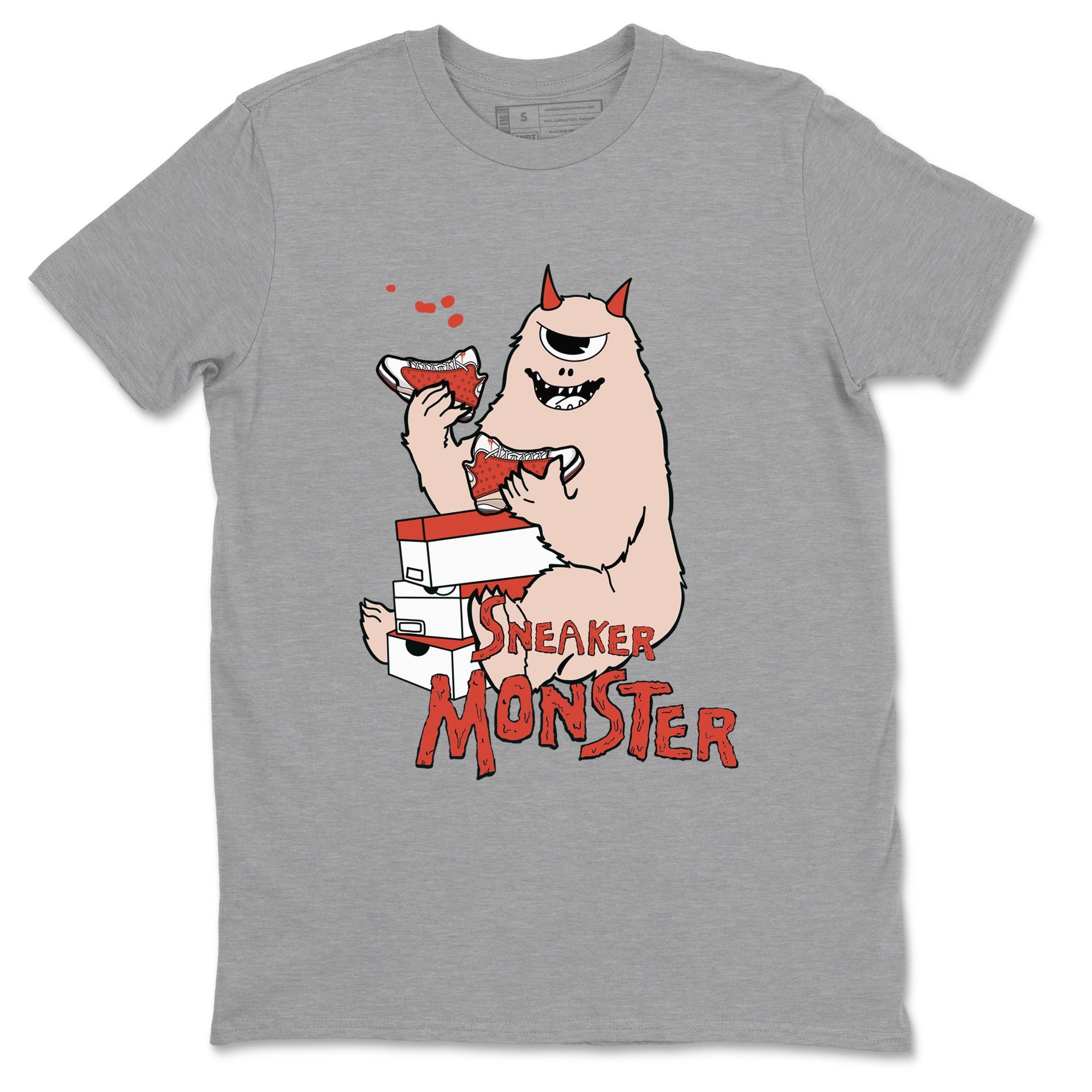 13s Dune Red shirts to match jordans Sneaker Monster sneaker match tees Air Jordan 13 Dune Red SNRT Sneaker Tees streetwear brand Heather Grey 2 unisex cotton tee