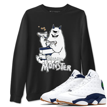 13s Midnight Navy shirts to match jordans Sneaker Monster sneaker match tees Air Jordan 13 Midnight Navy SNRT Sneaker Release Tees unisex cotton Black 1 crew neck shirts