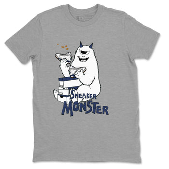 13s Midnight Navy shirts to match jordans Sneaker Monster sneaker match tees Air Jordan 13 Midnight Navy SNRT Sneaker Release Tees unisex cotton Heather Grey 2 crew neck shirts