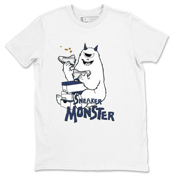 13s Midnight Navy shirts to match jordans Sneaker Monster sneaker match tees Air Jordan 13 Midnight Navy SNRT Sneaker Release Tees unisex cotton White 2 crew neck shirts