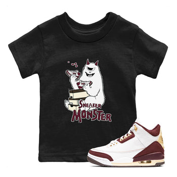 3s A Ma Maniere x Burgundy Crush shirts to match jordans Sneaker Monster sneaker match teesA Ma Maniére x Air Jordan 3 "Burgundy Crush" SNRT Sneaker Tees streetwear brand Baby and Youth Black 1 cotton tee