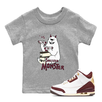 3s A Ma Maniere x Burgundy Crush shirts to match jordans Sneaker Monster sneaker match teesA Ma Maniére x Air Jordan 3 "Burgundy Crush" SNRT Sneaker Tees streetwear brand Baby and Youth Heather Grey 1 cotton tee