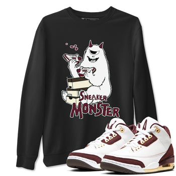 3s A Ma Maniere x Burgundy Crush shirts to match jordans Sneaker Monster sneaker match teesA Ma Maniére x Air Jordan 3 "Burgundy Crush" SNRT Sneaker Tees streetwear brand Black 1 unisex cotton tee