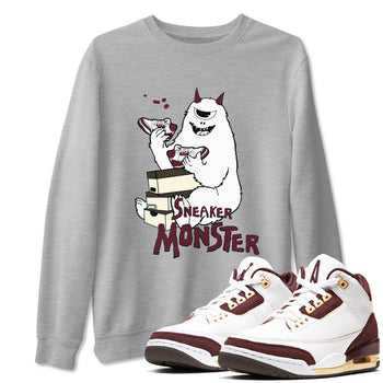 3s A Ma Maniere x Burgundy Crush shirts to match jordans Sneaker Monster sneaker match teesA Ma Maniére x Air Jordan 3 "Burgundy Crush" SNRT Sneaker Tees streetwear brand Heather Grey 1 unisex cotton tee