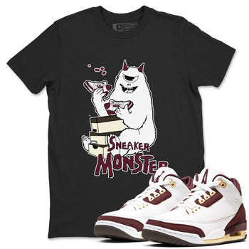 3s A Ma Maniere x Burgundy Crush shirts to match jordans Sneaker Monster sneaker match teesA Ma Maniére x Air Jordan 3 "Burgundy Crush" SNRT Sneaker Tees streetwear brand Black 1 unisex cotton tee