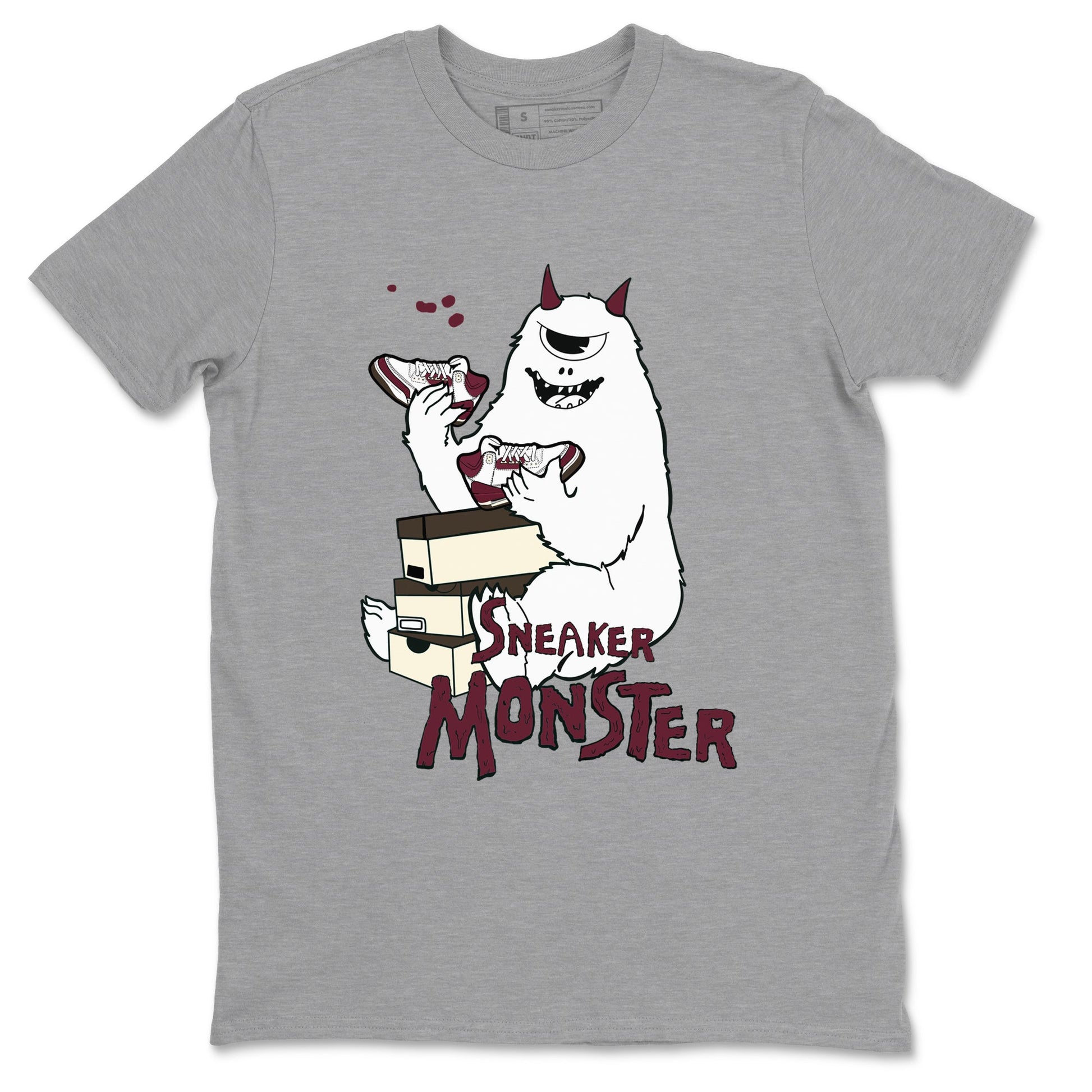 3s A Ma Maniere x Burgundy Crush shirts to match jordans Sneaker Monster sneaker match teesA Ma Maniére x Air Jordan 3 "Burgundy Crush" SNRT Sneaker Tees streetwear brand Heather Grey 2 unisex cotton tee