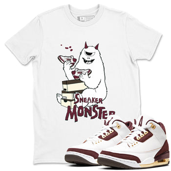 3s A Ma Maniere x Burgundy Crush shirts to match jordans Sneaker Monster sneaker match teesA Ma Maniére x Air Jordan 3 "Burgundy Crush" SNRT Sneaker Tees streetwear brand White 1 unisex cotton tee