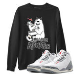 3s Cement Grey shirts to match jordans Sneaker Monster sneaker match tees Air Jordan 3 Cement Grey SNRT Sneaker Release Tees unisex cotton Black 1 crew neck shirts