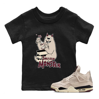 4s A Ma Maniere x Fossil Stone shirts to match jordans Sneaker Monster sneaker match tees 4s A Ma Maniere x Fossil Stone match shoes to clothes SNRT Sneaker Tees Youth Baby Black 1 tee