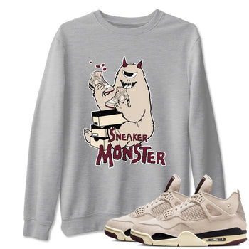 4s A Ma Maniere x Fossil Stone shirts to match jordans Sneaker Monster sneaker match tees 4s A Ma Maniere x Fossil Stone match shoes to clothes SNRT Sneaker Tees unisex cotton Heather Grey 1 shirts