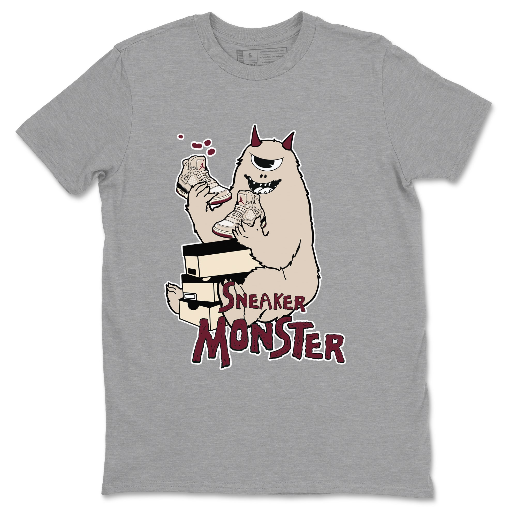 4s A Ma Maniere x Fossil Stone shirts to match jordans Sneaker Monster sneaker match tees 4s A Ma Maniere x Fossil Stone match shoes to clothes SNRT Sneaker Tees unisex cotton Heather Grey 2 shirts
