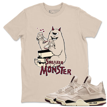 4s A Ma Maniere x Fossil Stone shirts to match jordans Sneaker Monster sneaker match tees 4s A Ma Maniere x Fossil Stone match shoes to clothes SNRT Sneaker Tees unisex cotton Sand 1 shirts