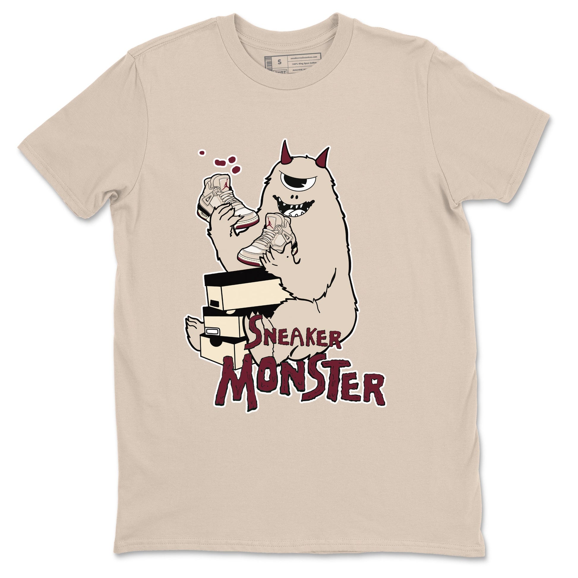 4s A Ma Maniere x Fossil Stone shirts to match jordans Sneaker Monster sneaker match tees 4s A Ma Maniere x Fossil Stone match shoes to clothes SNRT Sneaker Tees unisex cotton Sand 2 shirts
