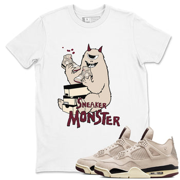 4s A Ma Maniere x Fossil Stone shirts to match jordans Sneaker Monster sneaker match tees 4s A Ma Maniere x Fossil Stone match shoes to clothes SNRT Sneaker Tees unisex cotton White 1 shirts