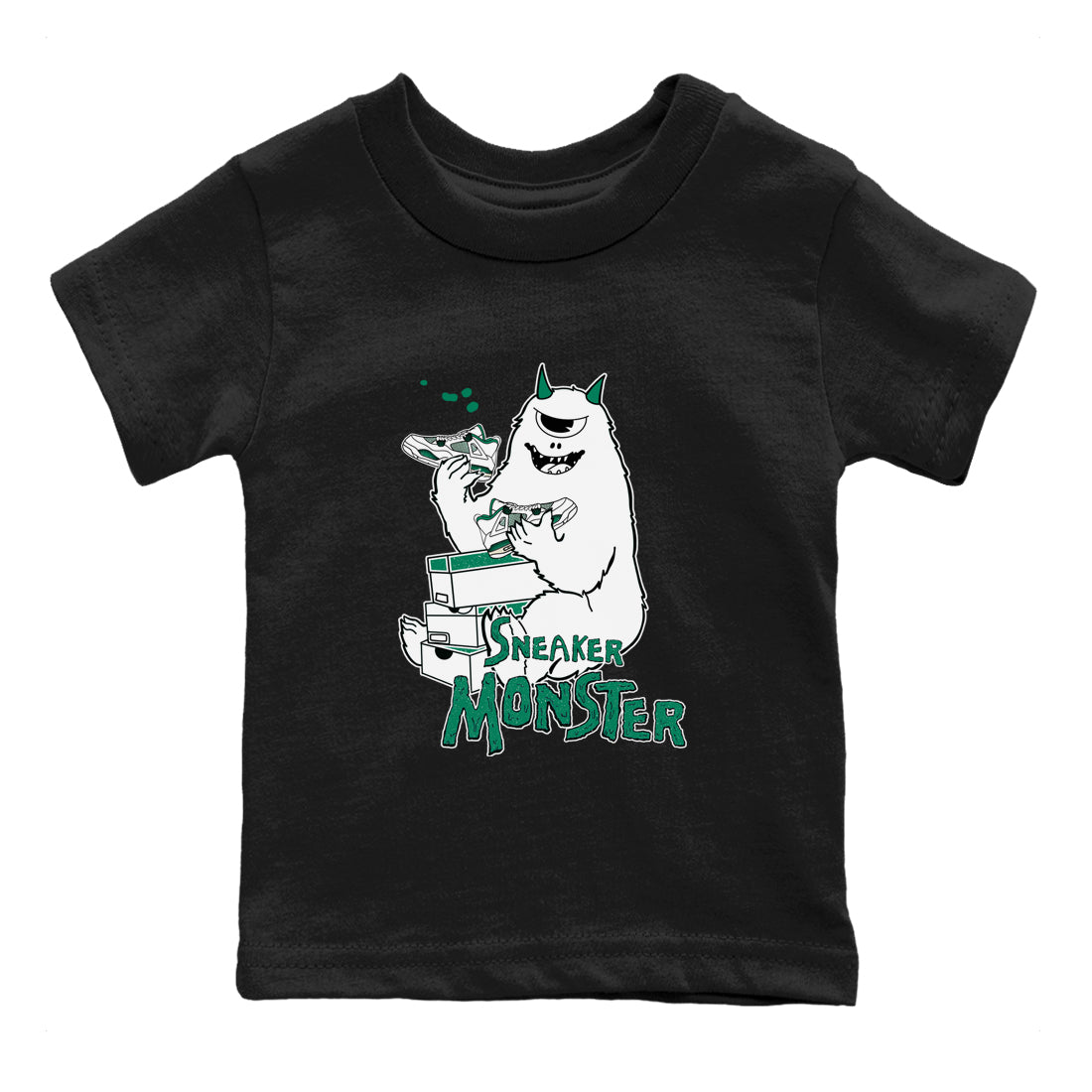 4s Oxidized Green shirts to match jordans Sneaker Monster sneaker match tees Air Jordan 4 Oxidized Green SNRT Sneaker Tees streetwear brand Baby and Youth Black 2 cotton tee