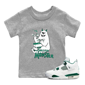 4s Oxidized Green shirts to match jordans Sneaker Monster sneaker match tees Air Jordan 4 Oxidized Green SNRT Sneaker Tees streetwear brand Baby and Youth Heather Grey 1 cotton tee